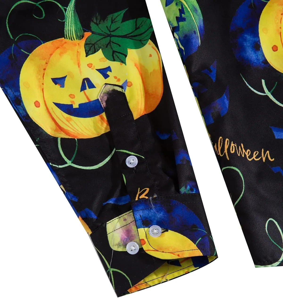 Mens Halloween Shirt Long Sleeve Ugly Pumpkin Casual Button Down Dress Shirts Adult Costume