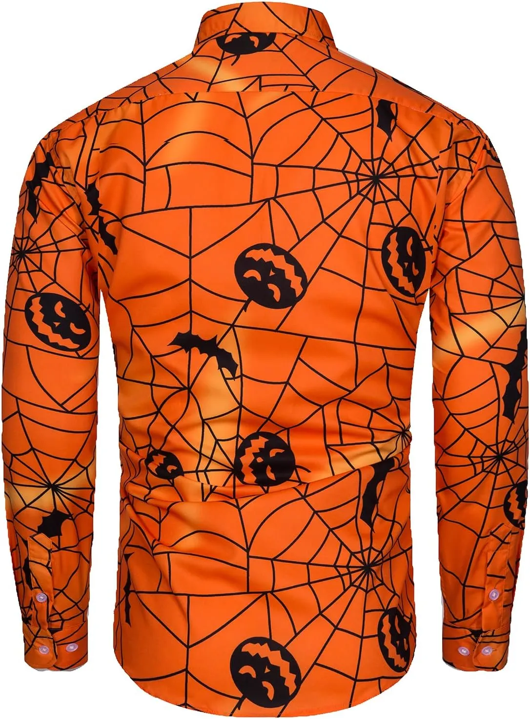 Mens Halloween Shirt Long Sleeve Ugly Pumpkin Casual Button Down Dress Shirts Adult Costume