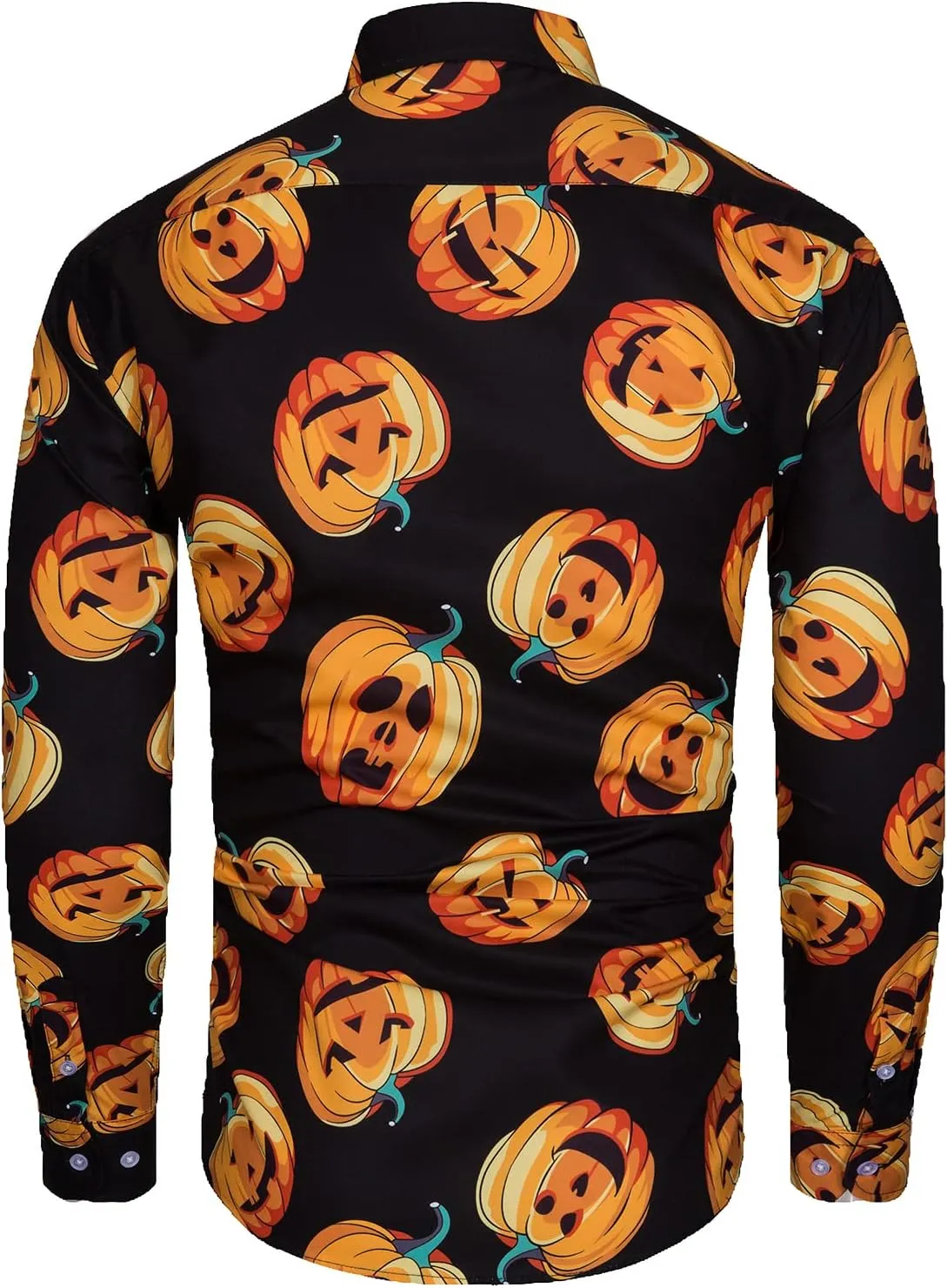 Mens Halloween Shirt Long Sleeve Ugly Pumpkin Casual Button Down Dress Shirts Adult Costume