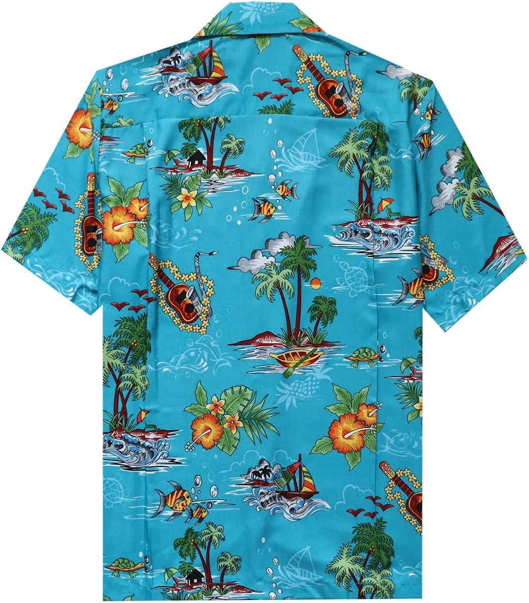 Men's Hawaiian Shirt Short Sleeve Summer Button Down Beach Dress Aloha Shirts