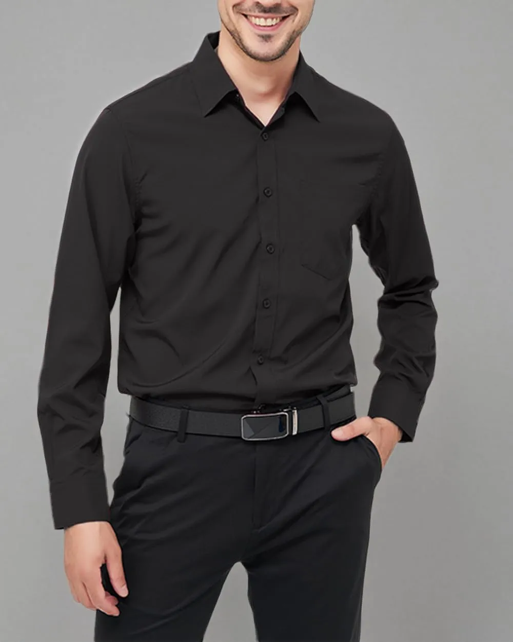 Men's Long Sleeve Dress Shirts Regular Fit and Wrinkle Free Stretch Buttown Down Shirt with Pocket
