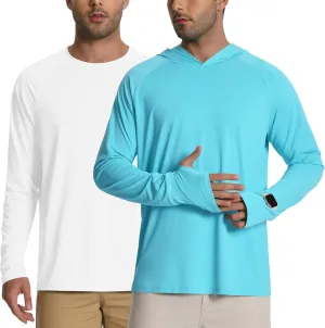 Mens Long Sleeve Fishing Shirts Rash Guard UPF 50  Sun Protection Hoodie Lightweight Quick Dry Beach Swim T-Shirt