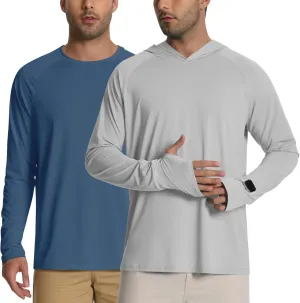 Mens Long Sleeve Fishing Shirts Rash Guard UPF 50  Sun Protection Hoodie Lightweight Quick Dry Beach Swim T-Shirt