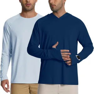 Mens Long Sleeve Fishing Shirts Rash Guard UPF 50  Sun Protection Hoodie Lightweight Quick Dry Beach Swim T-Shirt