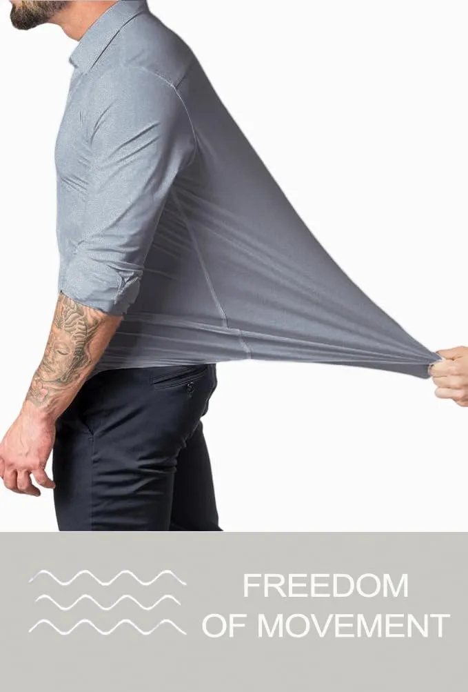 Mens Muscle Fit Dress Shirts Athletic Slim Fit Long Sleeve Stretch Casual Button Down Shirt
