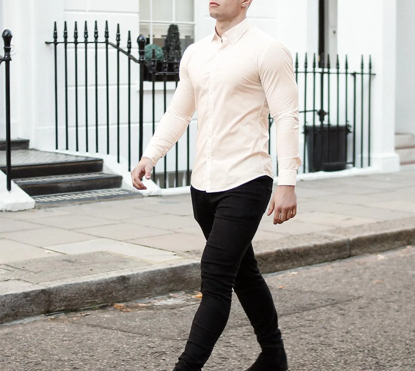 Mens Muscle Fit Dress Shirts Athletic Slim Fit Long Sleeve Stretch Casual Button Down Shirt