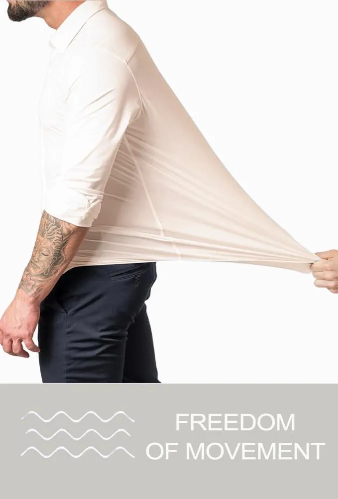Mens Muscle Fit Dress Shirts Athletic Slim Fit Long Sleeve Stretch Casual Button Down Shirt