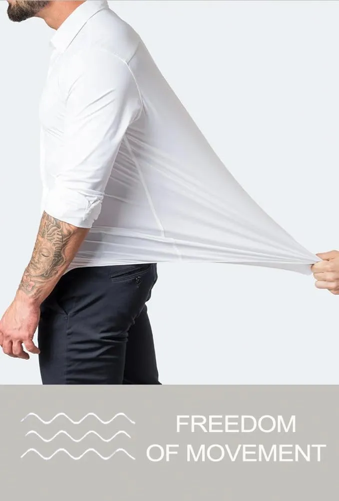 Mens Muscle Fit Dress Shirts Athletic Slim Fit Long Sleeve Stretch Casual Button Down Shirt