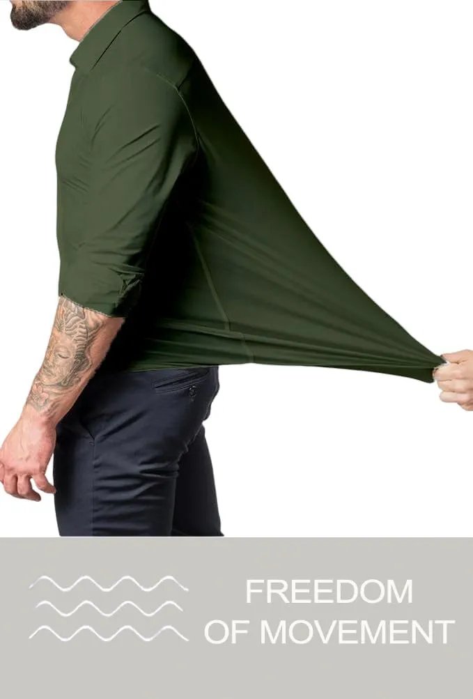 Mens Muscle Fit Dress Shirts Athletic Slim Fit Long Sleeve Stretch Casual Button Down Shirt