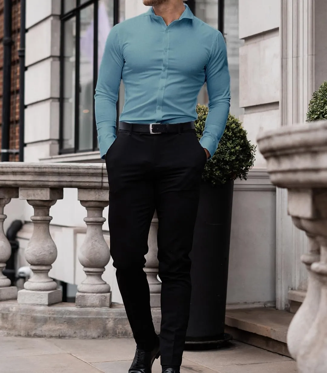 Mens Muscle Fit Dress Shirts Athletic Slim Fit Long Sleeve Stretch Casual Button Down Shirt