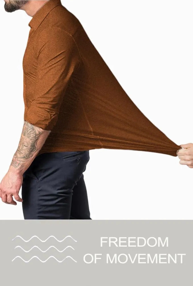Mens Muscle Fit Dress Shirts Athletic Slim Fit Long Sleeve Stretch Casual Button Down Shirt