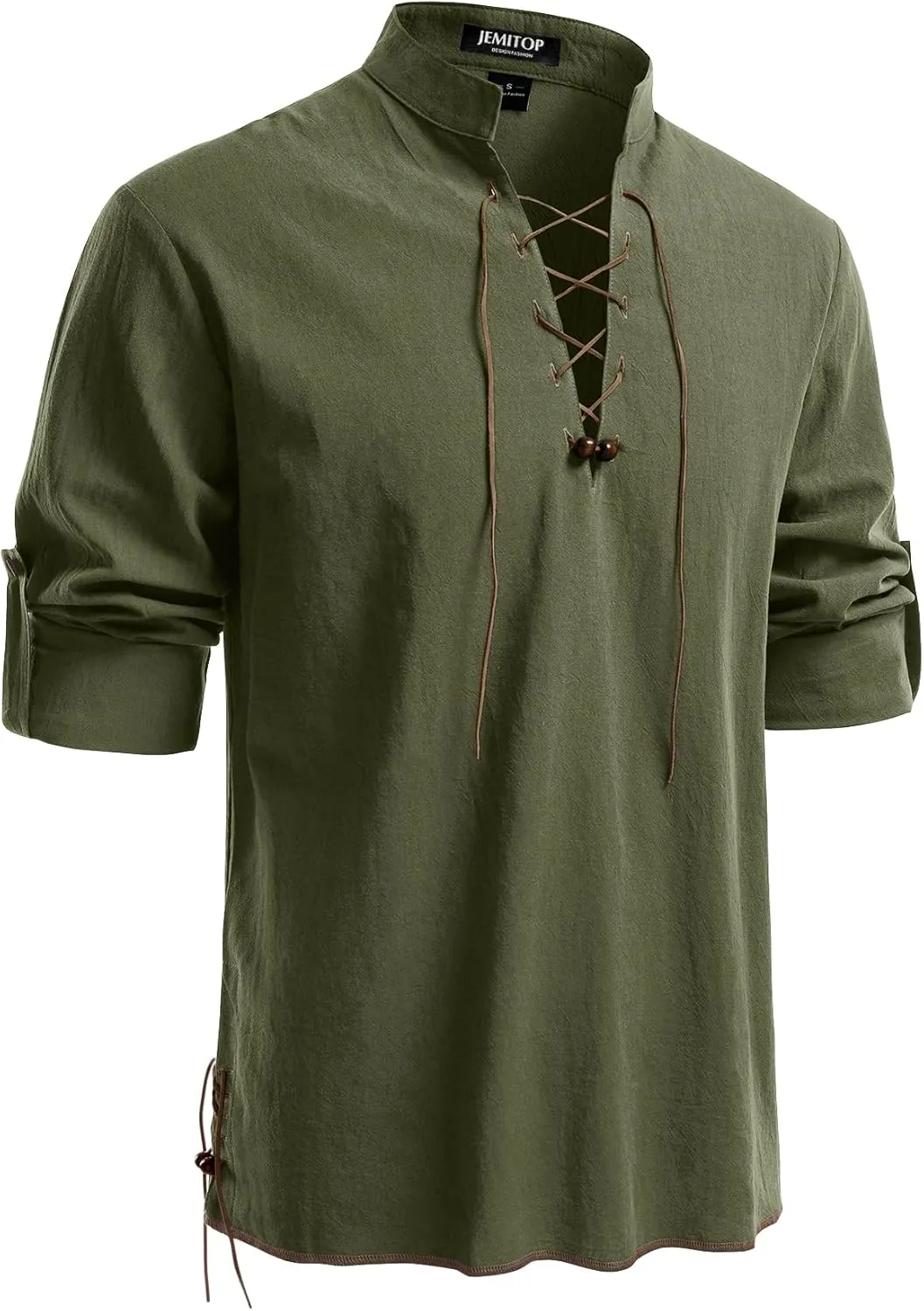 Men's Pure Cotton Retro Lace Up Shirts for Renaissance Pirate Viking Medieval