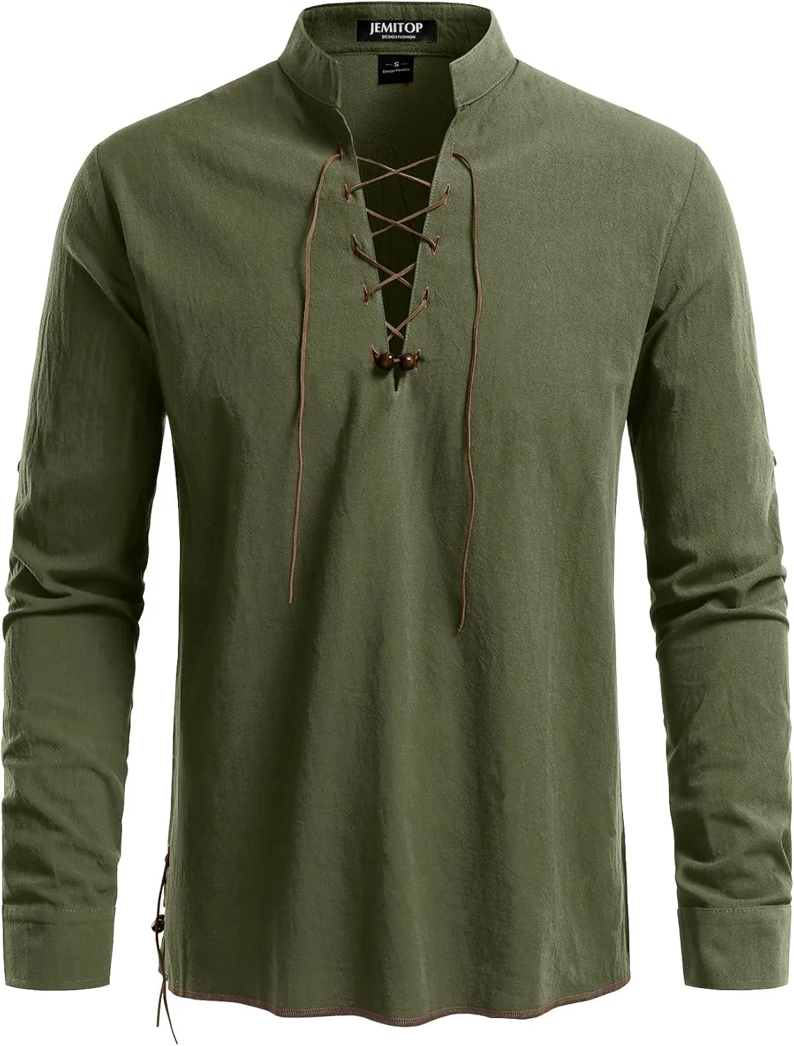 Men's Pure Cotton Retro Lace Up Shirts for Renaissance Pirate Viking Medieval