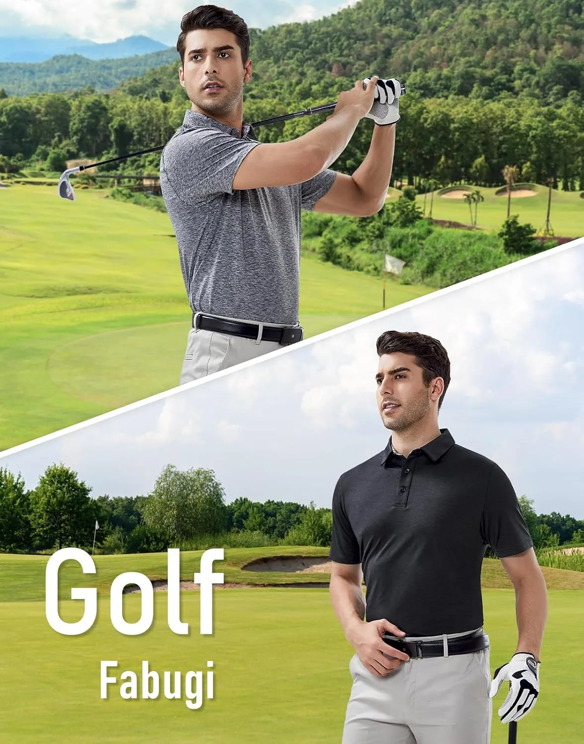 Men's Quick Dry Golf Polo Shirt Moisture Wicking Performance Short Sleeve Athletic Golf Shirts for Men