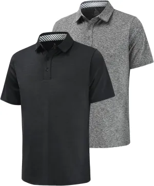 Men's Quick Dry Golf Polo Shirt Moisture Wicking Performance Short Sleeve Athletic Golf Shirts for Men