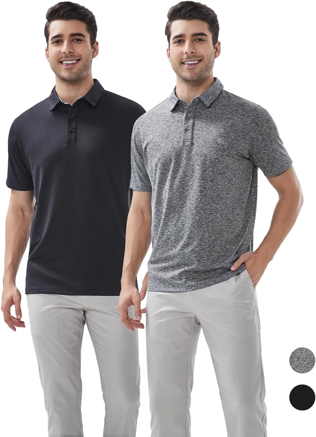 Men's Quick Dry Golf Polo Shirt Moisture Wicking Performance Short Sleeve Athletic Golf Shirts for Men