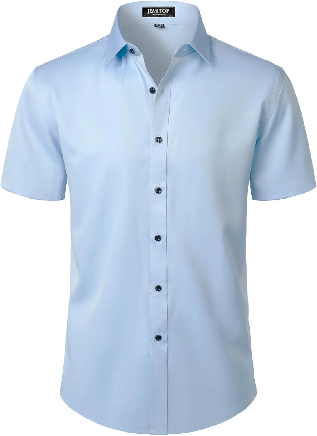 Men's Stretch Wrinkle Free Dress Shirts Formal Wedding Prom Short Sleeve Slim Fit Button Down Shirt