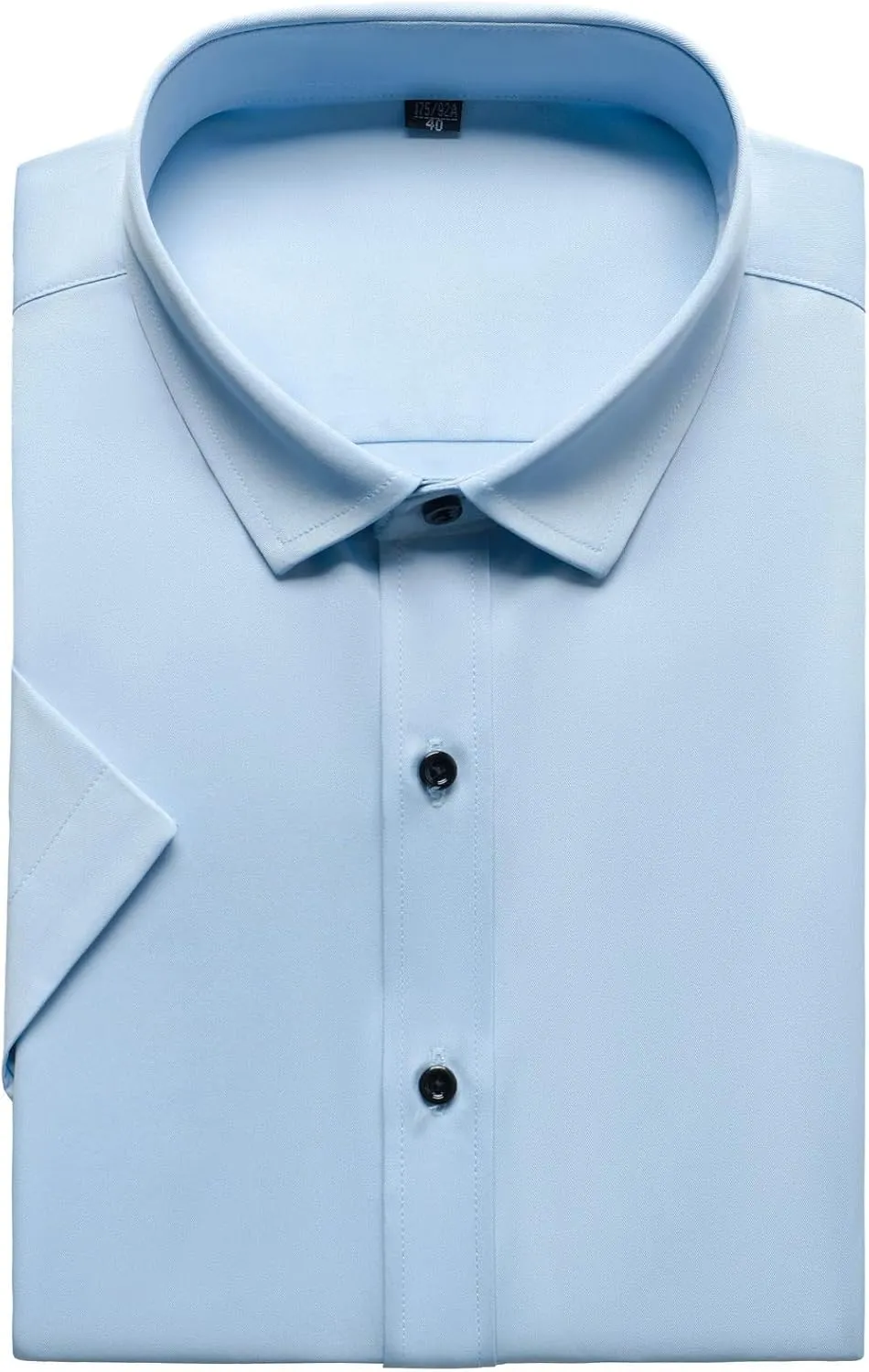 Men's Stretch Wrinkle Free Dress Shirts Formal Wedding Prom Short Sleeve Slim Fit Button Down Shirt