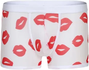 Mens Underwear Men's Sexy Mesh Underwear Hot Lip Transparent Lingerie Boxer Briefs Valentine's Day Men's Underwear