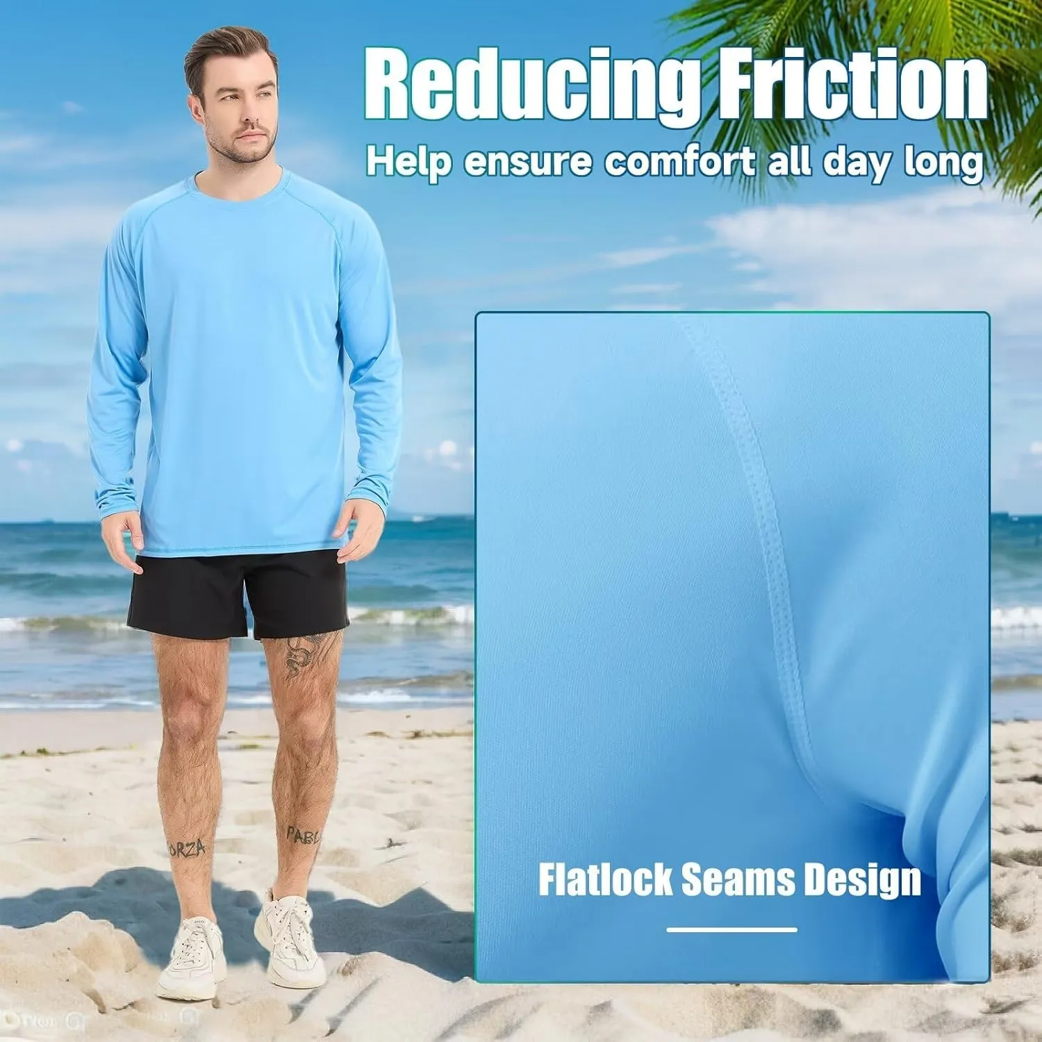 Mens UV Sun Protection Shirts UPF 50 Long Sleeve Rash Guard SPF Outdoor Hiking Running Fishing Shirt Lightweight