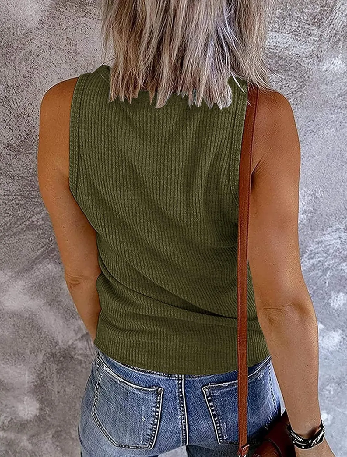 MEROKEETY Women's V Neck Tank Tops Summer Sleeveless Ribbed Button Casual Henley Shirts