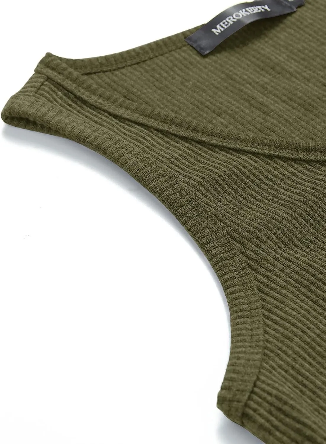 MEROKEETY Women's V Neck Tank Tops Summer Sleeveless Ribbed Button Casual Henley Shirts