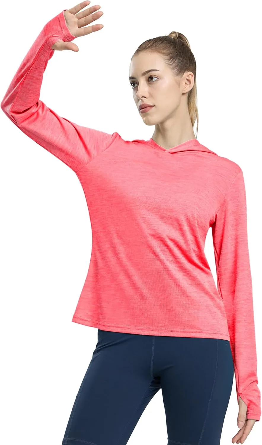 MIER Women's Long Sleeve Workout Shirts Sun Protection Hoodie UPF 50  UV Shirt for Fishing Hiking Running, Lightweight