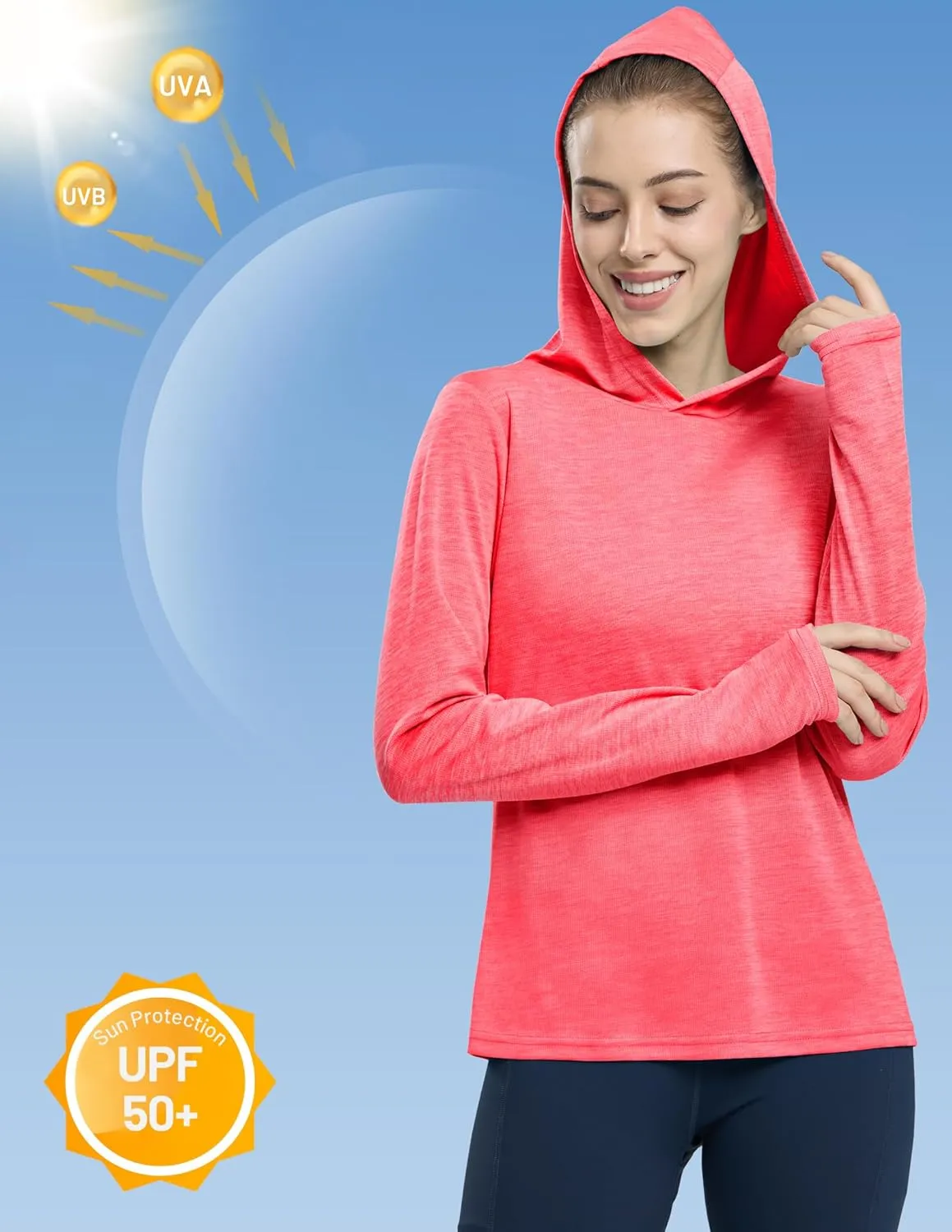 MIER Women's Long Sleeve Workout Shirts Sun Protection Hoodie UPF 50  UV Shirt for Fishing Hiking Running, Lightweight