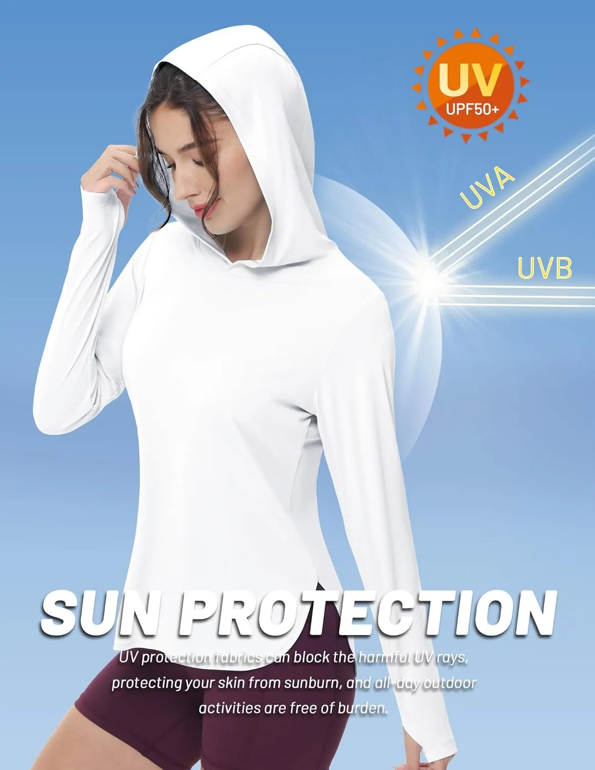 MIER Womens UPF 50  Sun Protection Hoodie Shirts SPF Long Sleeve Dry Fit Athletic Running Hiking Fishing UV T-Shirt Tops