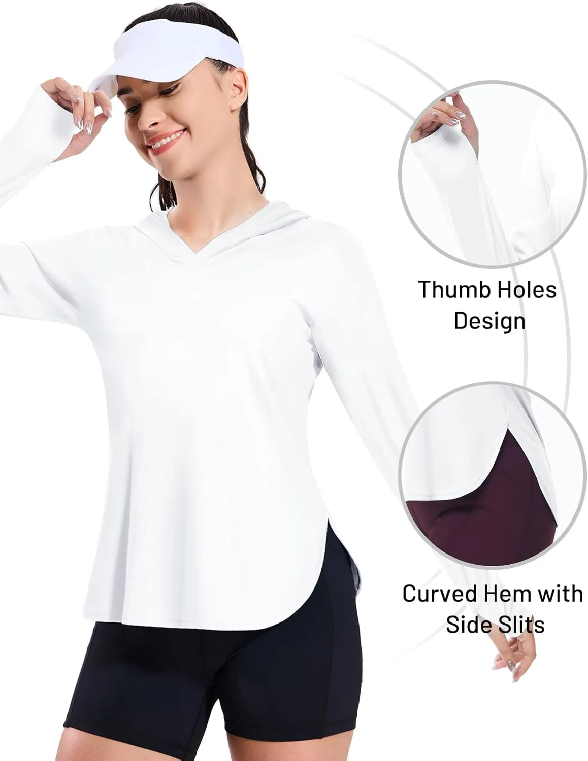 MIER Womens UPF 50  Sun Protection Hoodie Shirts SPF Long Sleeve Dry Fit Athletic Running Hiking Fishing UV T-Shirt Tops