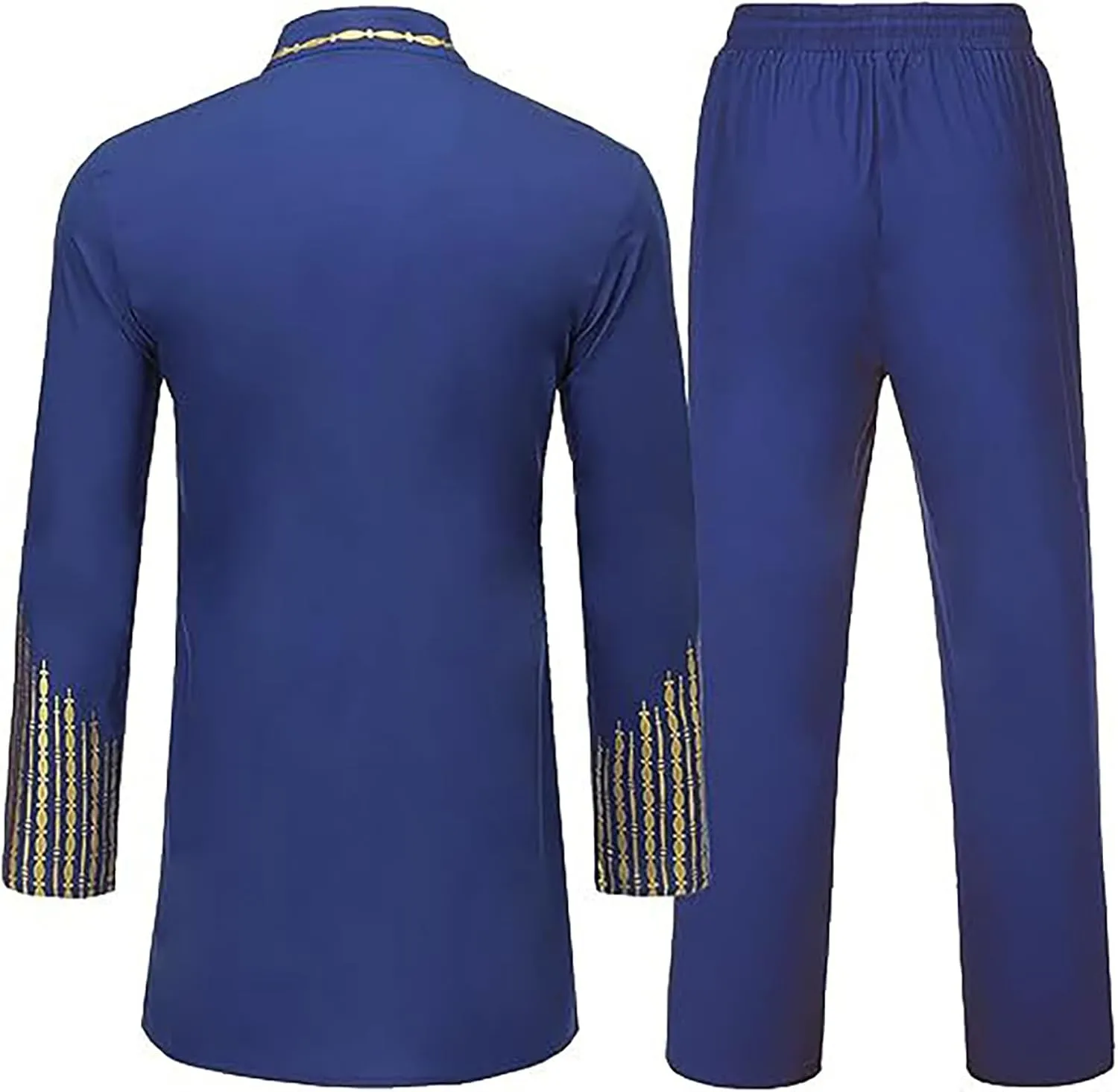 Muslim Clothes for Men 2 Piece Set Muslim Gown Shirt Set Graphic Casual Long Sleeve Kaftan Robe Henley Shirts & Pants