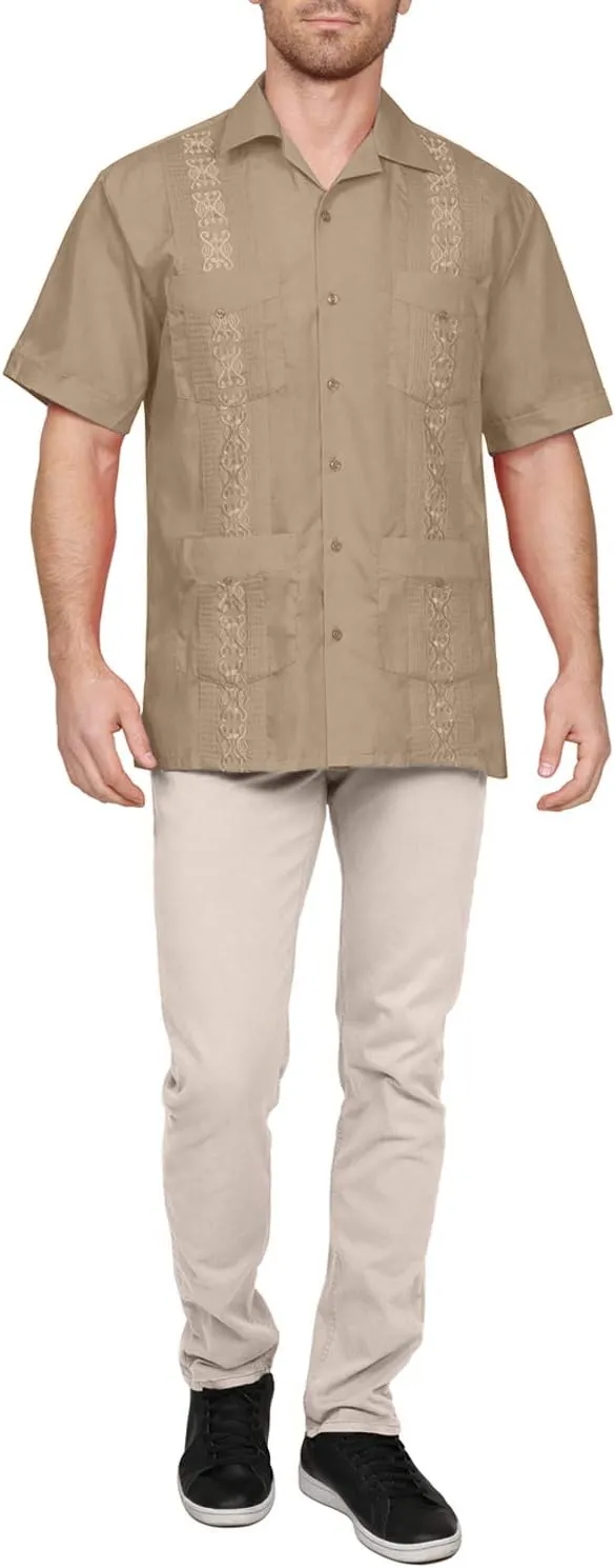NE PEOPLE Men's Short Sleeve Cuban Guayabera Button Down Shirts Top S-4XL