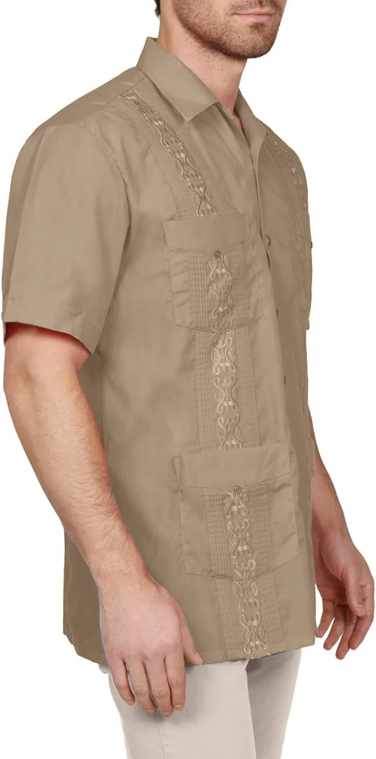NE PEOPLE Men's Short Sleeve Cuban Guayabera Button Down Shirts Top S-4XL