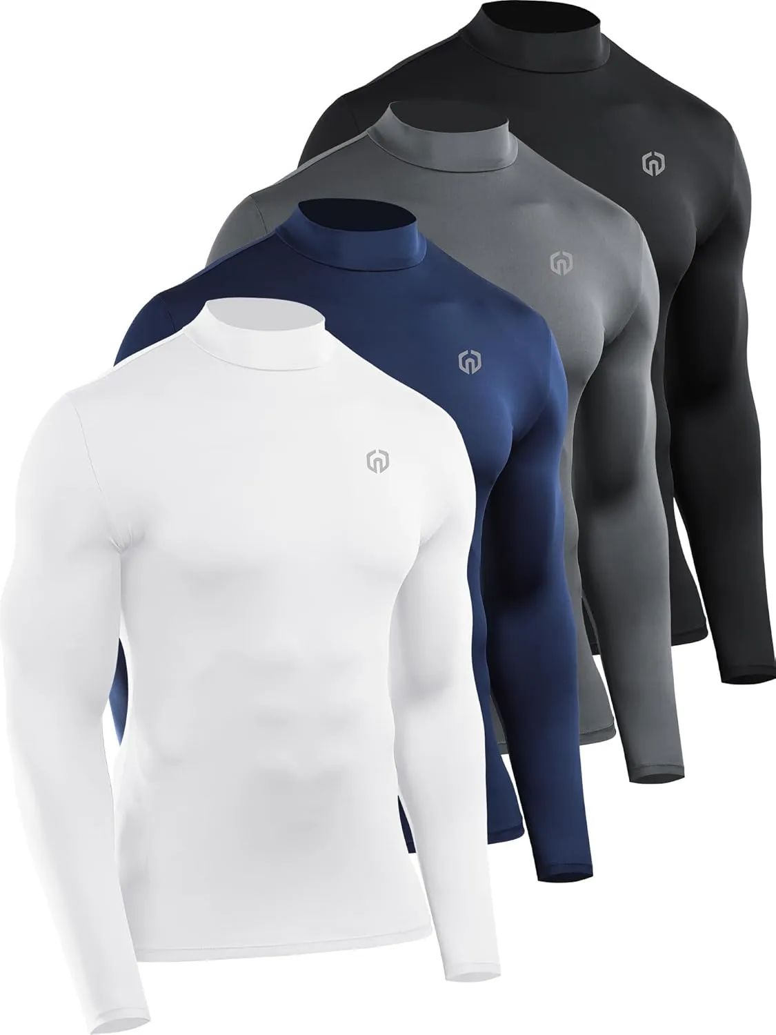 NELEUS 4 Pack Men's Workout Long Sleeve Shirts Compression Dry Fit Muscle Tops
