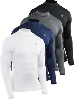 NELEUS 4 Pack Men's Workout Long Sleeve Shirts Compression Dry Fit Muscle Tops