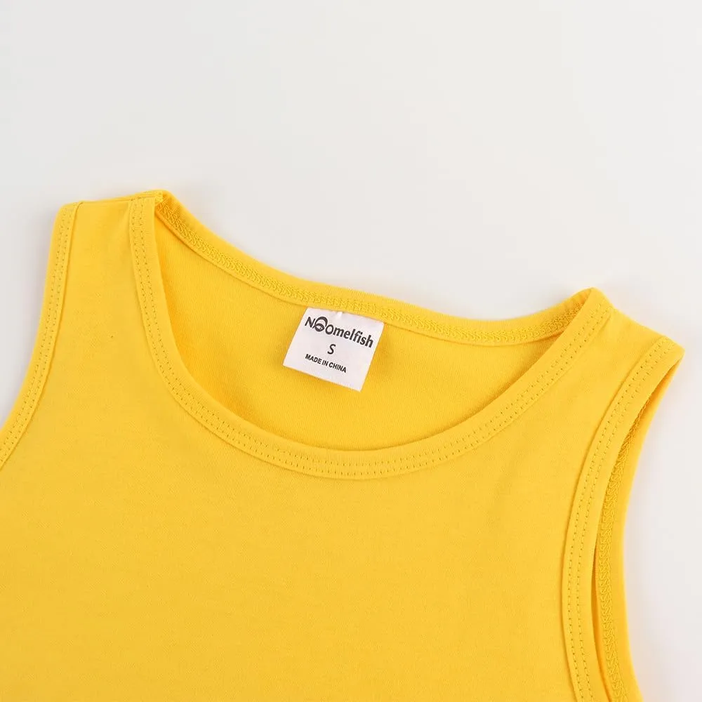 Noomelfish Girls Fringe Tank Tops Cotton Summer Sleeveless Shirts (5-12 Years)