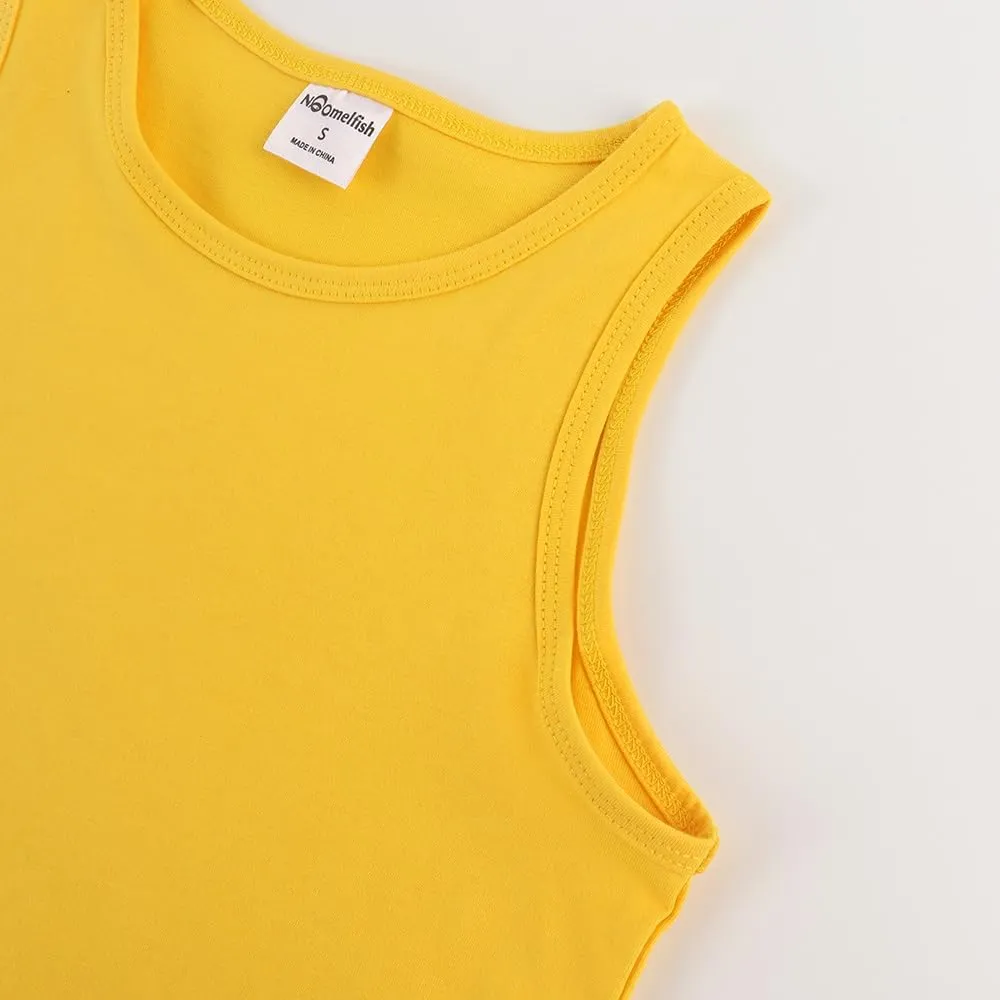 Noomelfish Girls Fringe Tank Tops Cotton Summer Sleeveless Shirts (5-12 Years)