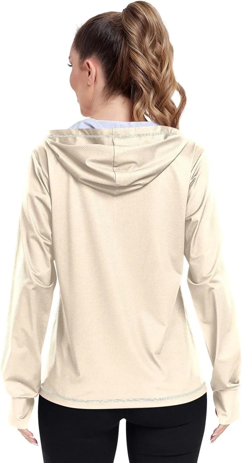 ODAWA Peach Womens Sun Protection Shirts UPF 50  Sun Protection Hoodie Jacket UV Cooling Hoodie Summer Clothing