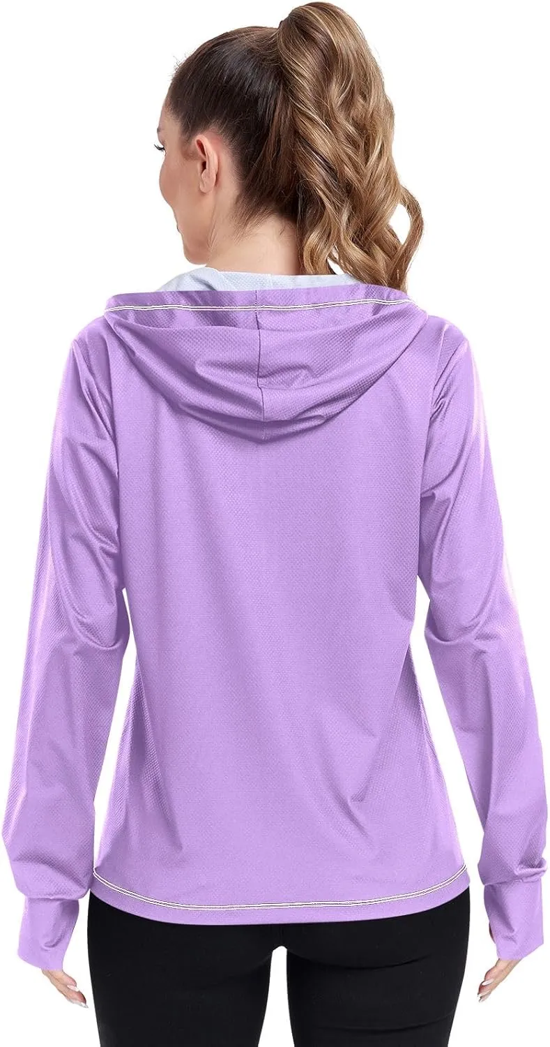 ODAWA Womens Upf Hoodie Wisteria Women's Hoodie Rash Guard Long Sleeve Spf 50 Quick Dry Cooling Shirts