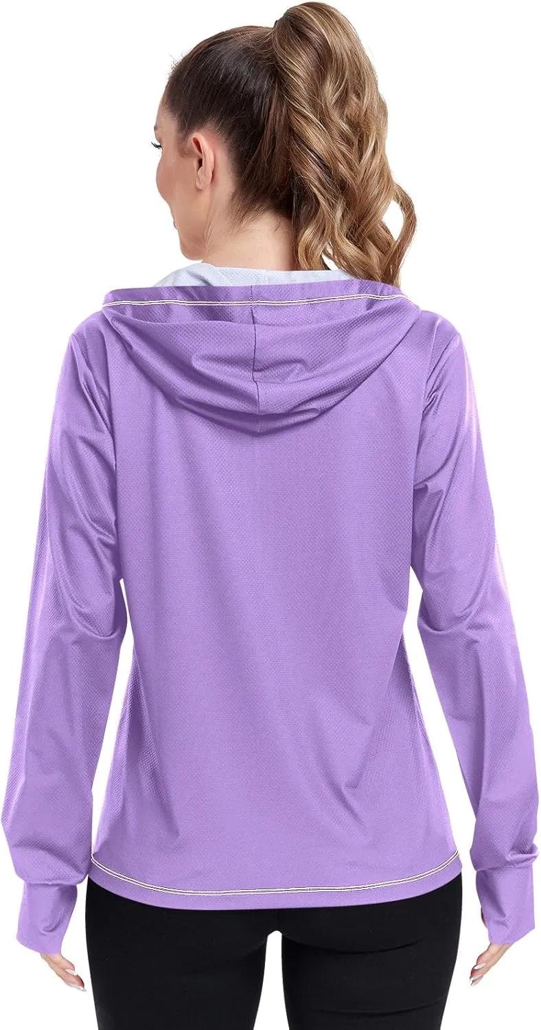 ODAWA Womens Upf Hoodie Wisteria Women's Hoodie Rash Guard Long Sleeve Spf 50 Quick Dry Cooling Shirts