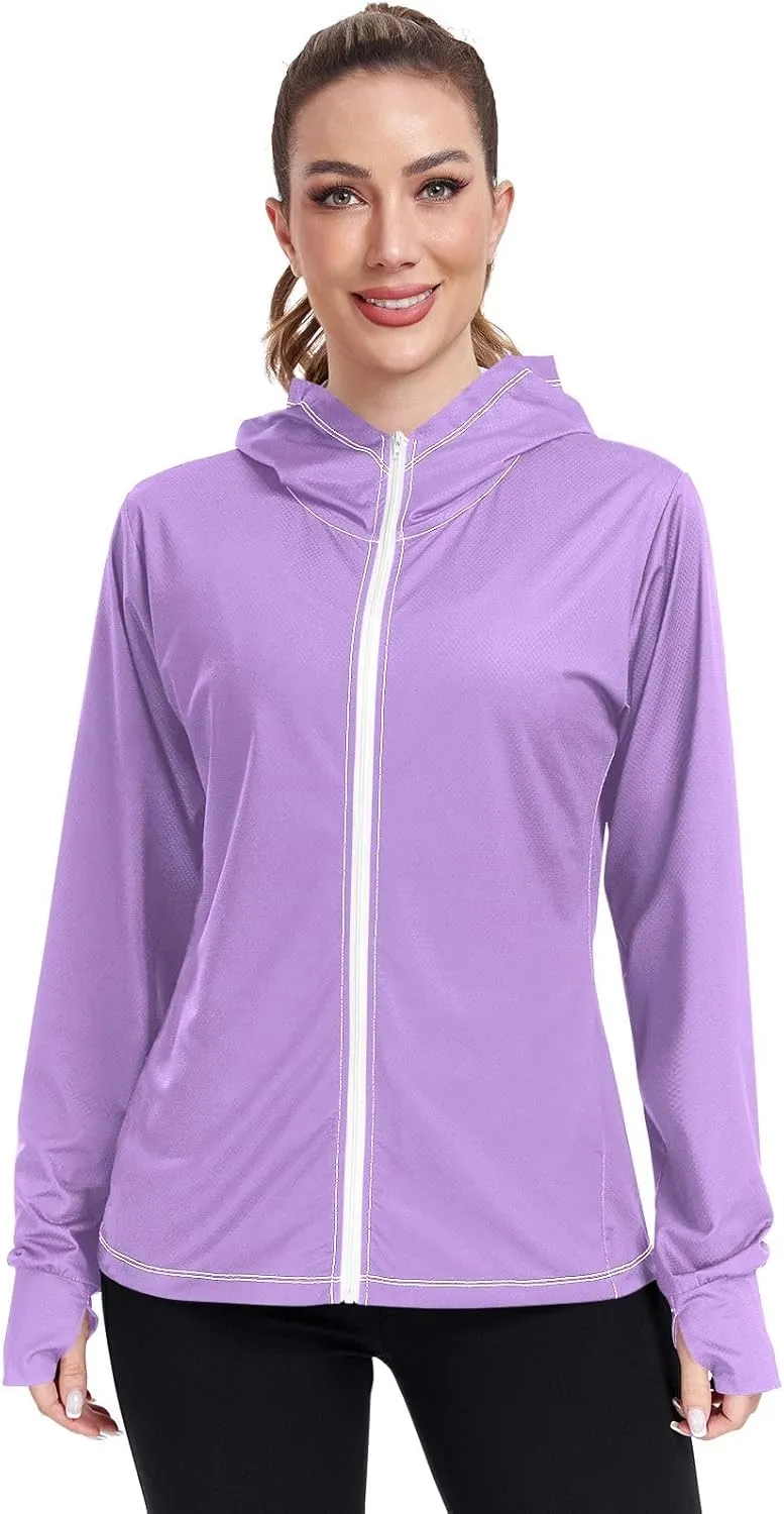 ODAWA Womens Upf Hoodie Wisteria Women's Hoodie Rash Guard Long Sleeve Spf 50 Quick Dry Cooling Shirts