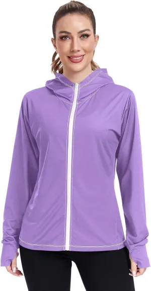 ODAWA Womens Upf Hoodie Wisteria Women's Hoodie Rash Guard Long Sleeve Spf 50 Quick Dry Cooling Shirts