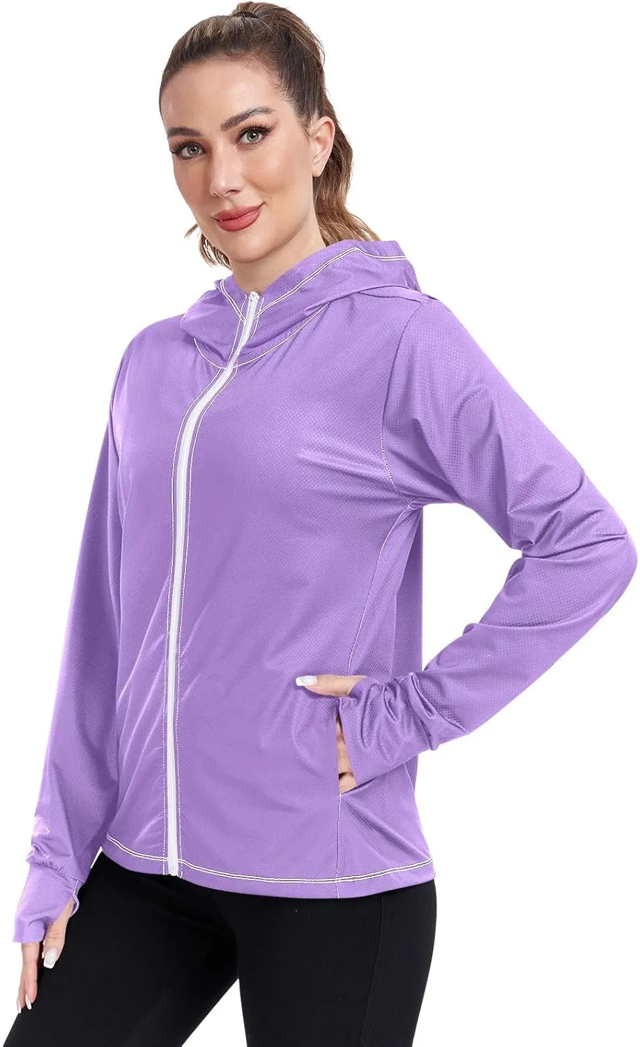 ODAWA Womens Upf Hoodie Wisteria Women's Hoodie Rash Guard Long Sleeve Spf 50 Quick Dry Cooling Shirts