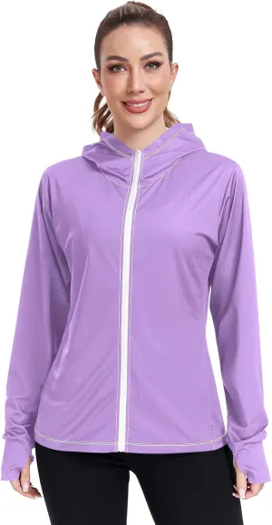 ODAWA Womens Upf Hoodie Wisteria Women's Hoodie Rash Guard Long Sleeve Spf 50 Quick Dry Cooling Shirts