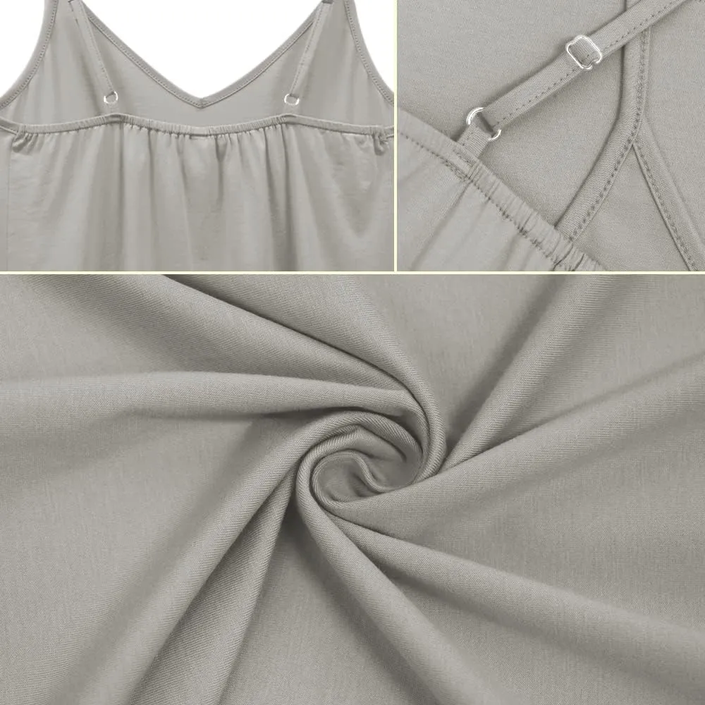 OMSJ Women's Spaghetti Strap Tank Tops V Neck Sleeveless Summer Loose Fit Shirts