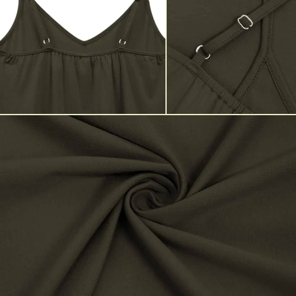 OMSJ Women's Spaghetti Strap Tank Tops V Neck Sleeveless Summer Loose Fit Shirts