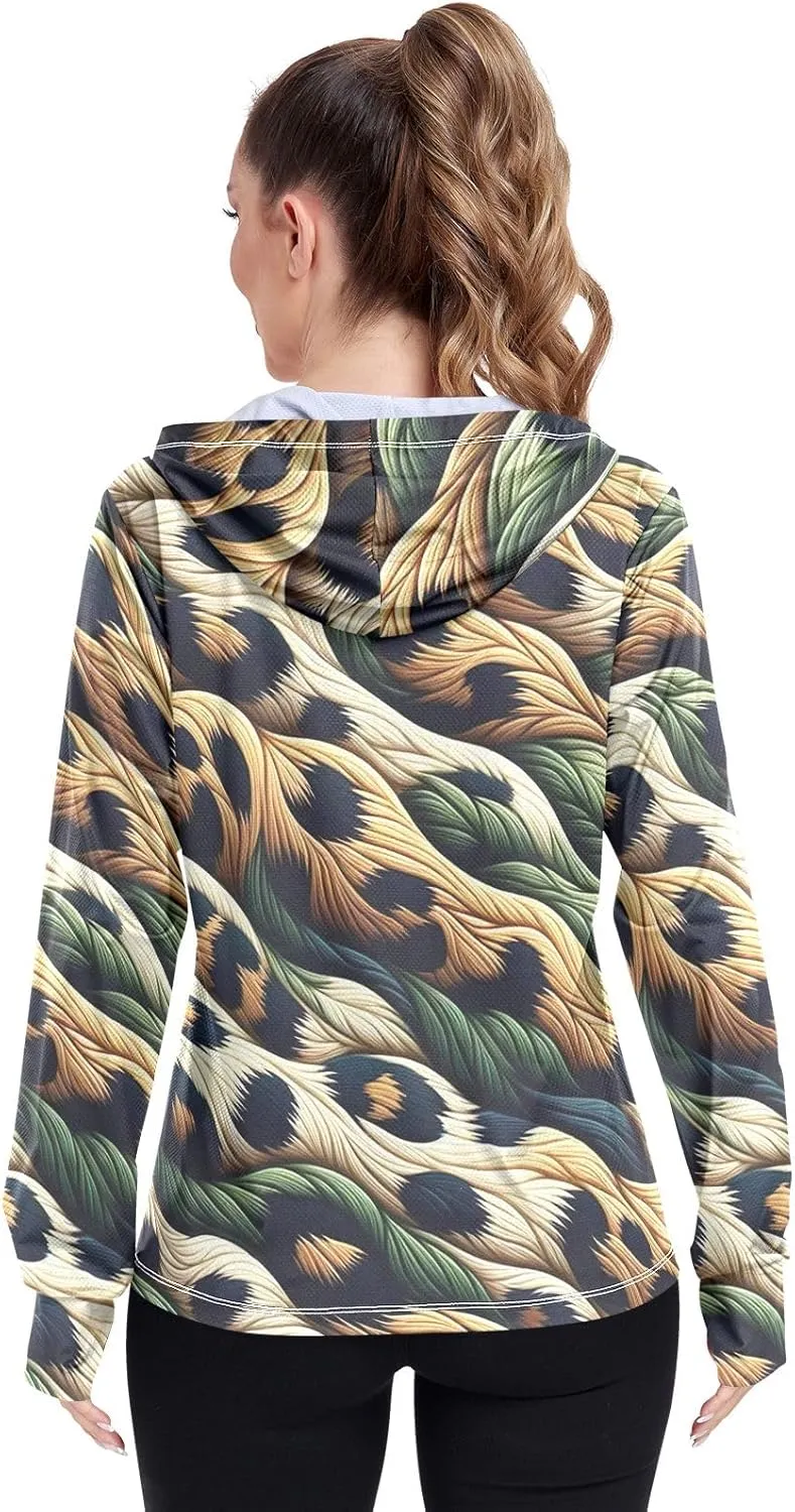 Orange Womens Upf Hoodie UPF 50  UV Sun Protection Clothing Women's Hoodie Zip Front Rash Guard