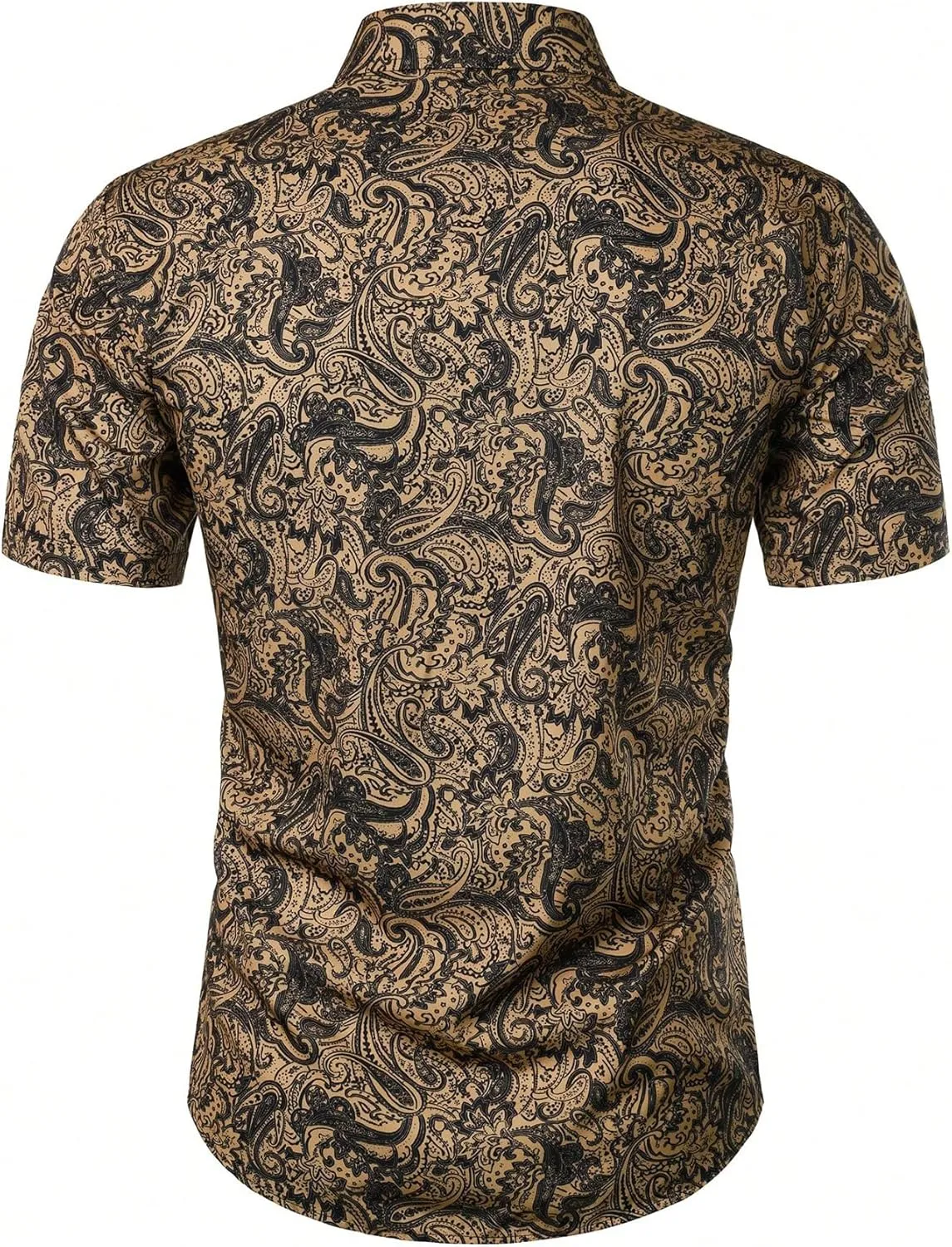 OYOANGLE Men's Paisley Button Down Shirt Short Sleeve Holiday Casual Collared Shirts