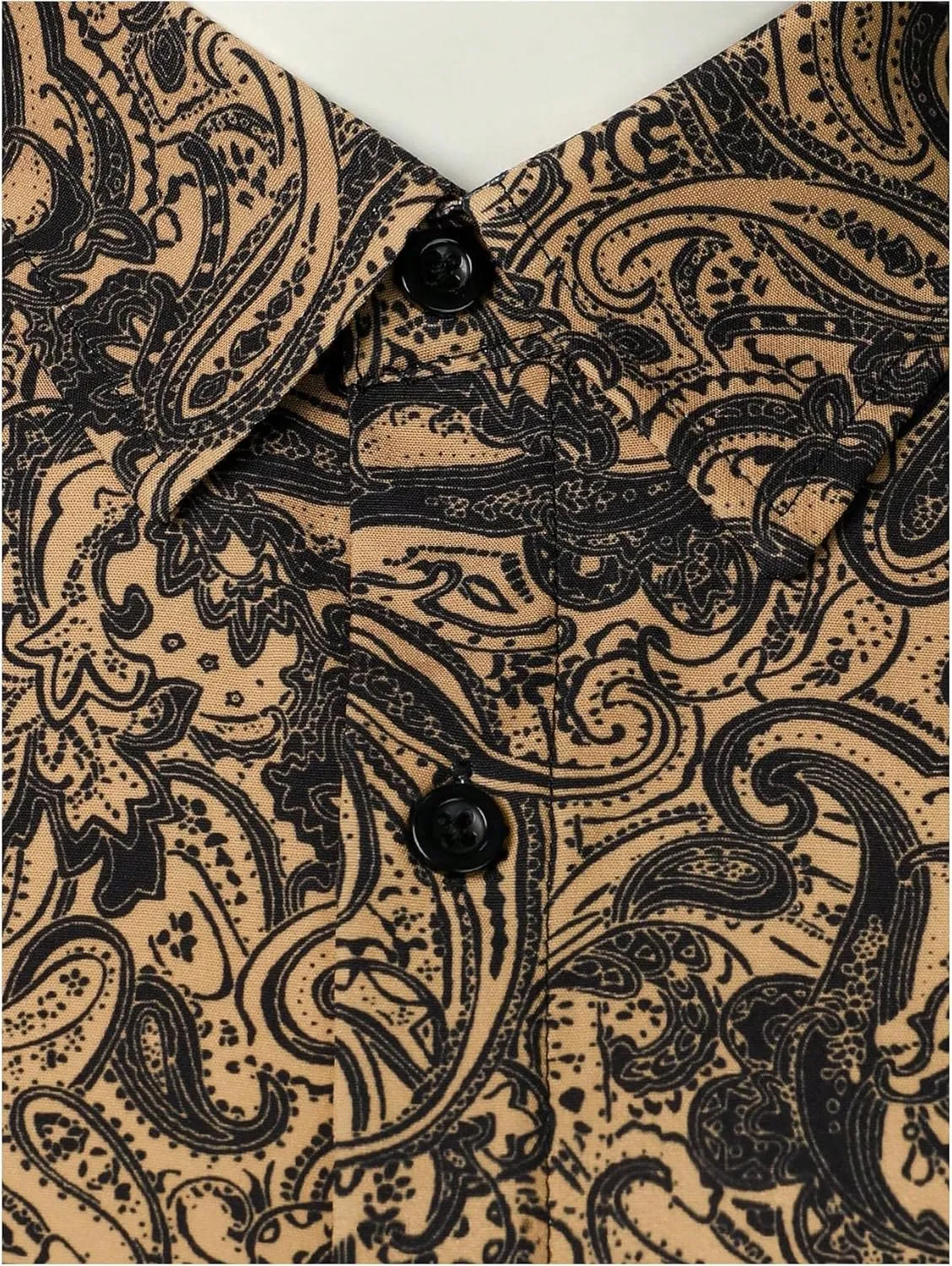 OYOANGLE Men's Paisley Button Down Shirt Short Sleeve Holiday Casual Collared Shirts