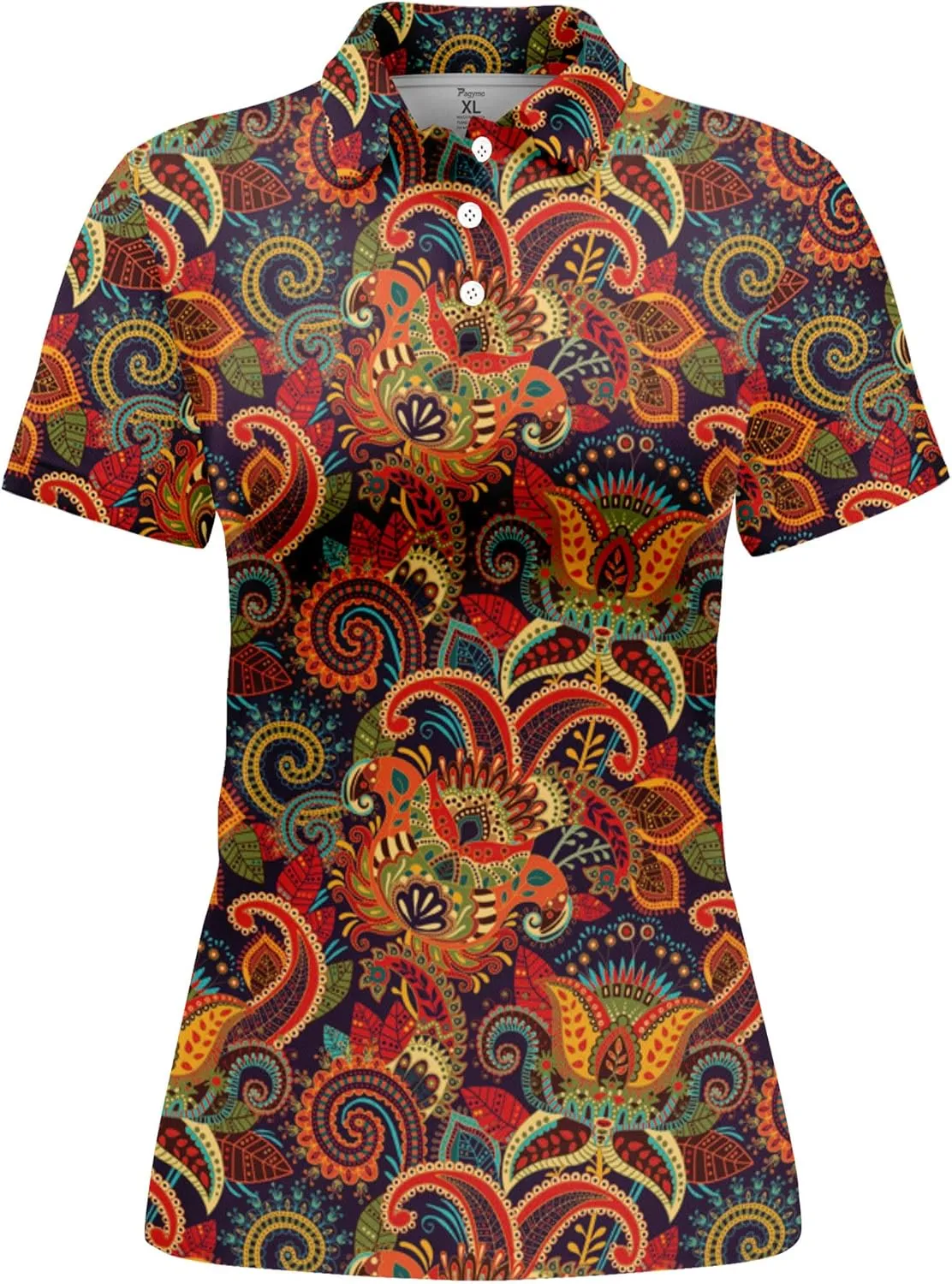 PAGYMO Womens Golf Shirt Crazy Funny Hawaiian Polo Shirts for Women